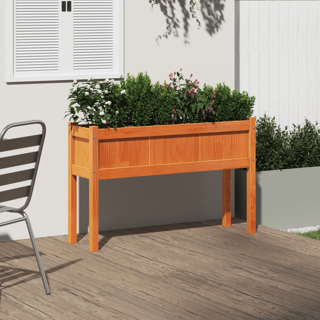 Vidaxl Planter med ben 110x31x70 cm fyrretræ Wash Brown