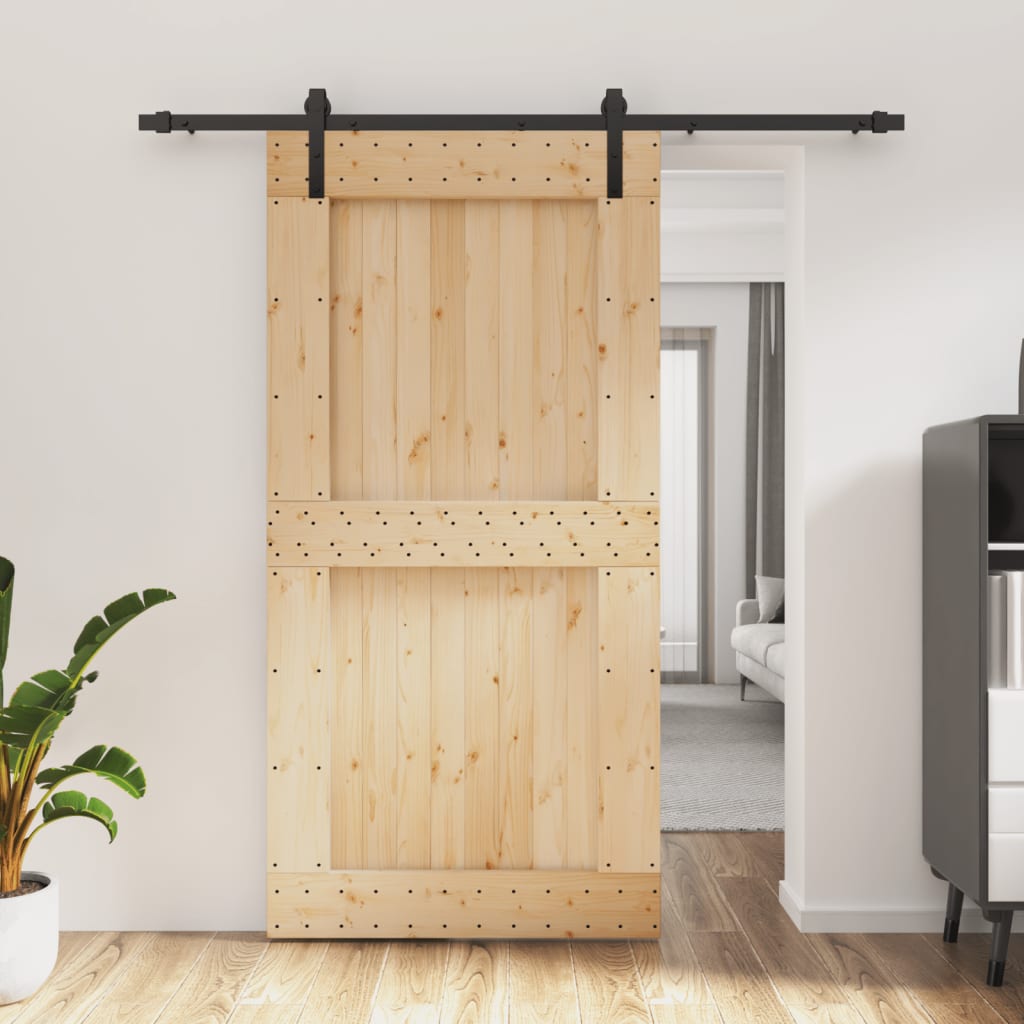 Puerta corredera de Vidaxl con masa 100x210 cm de pino sólido