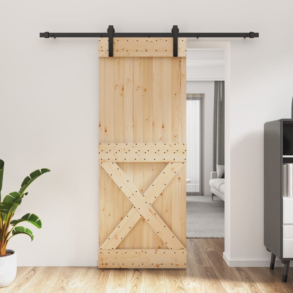 Porta scorrevole Vidaxl con pino solido da 80x210 cm per pastella