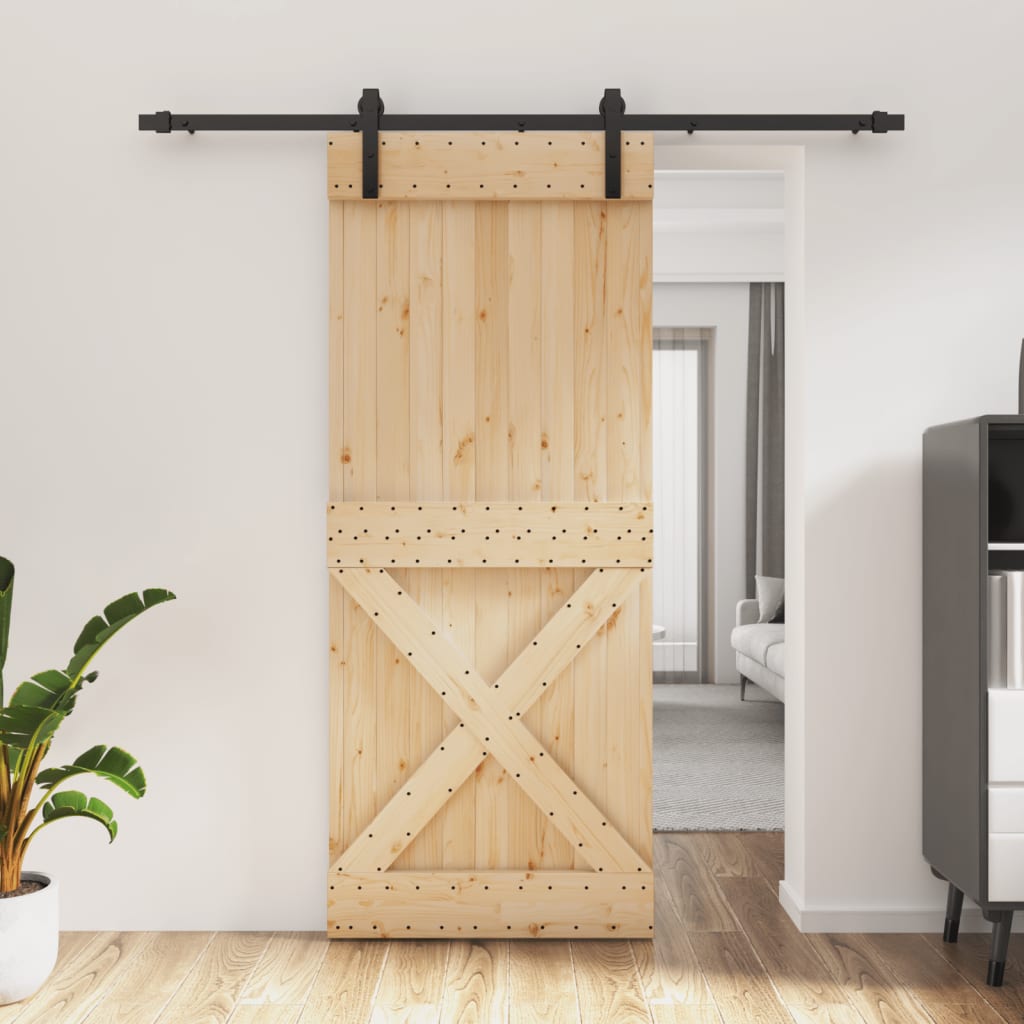 Porta scorrevole Vidaxl con pino solido da 85x210 cm