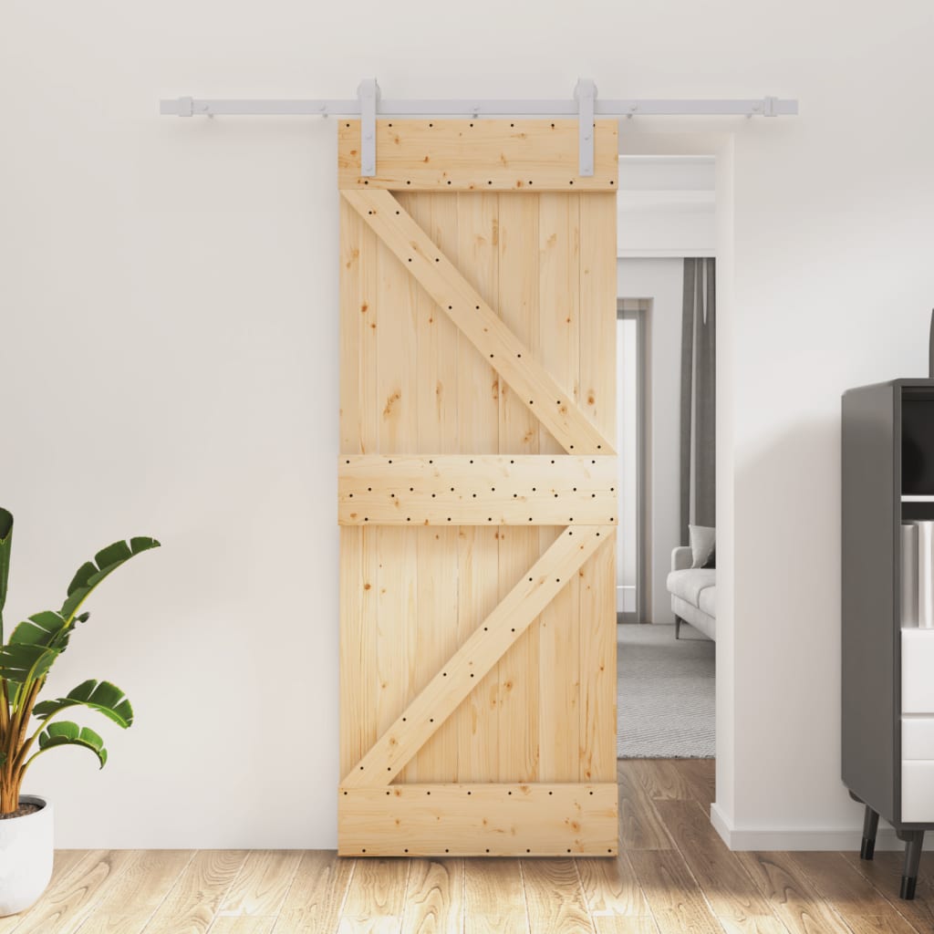 Porta scorrevole Vidaxl con pino solido da 80x210 cm per pastella