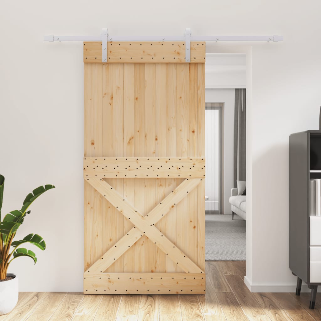 Puerta corredera de Vidaxl con masa 100x210 cm de pino sólido