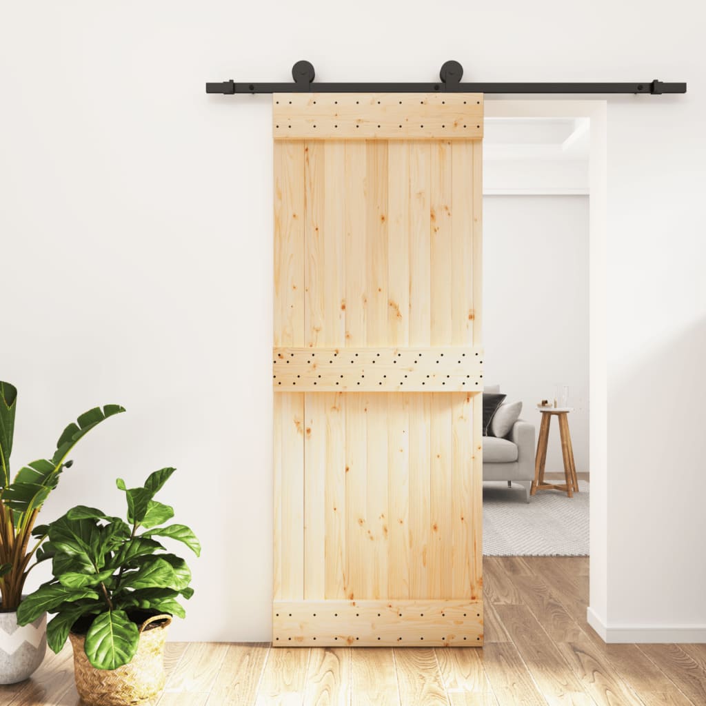 Puerta corredera de Vidaxl con masa 80x210 cm de pino sólido