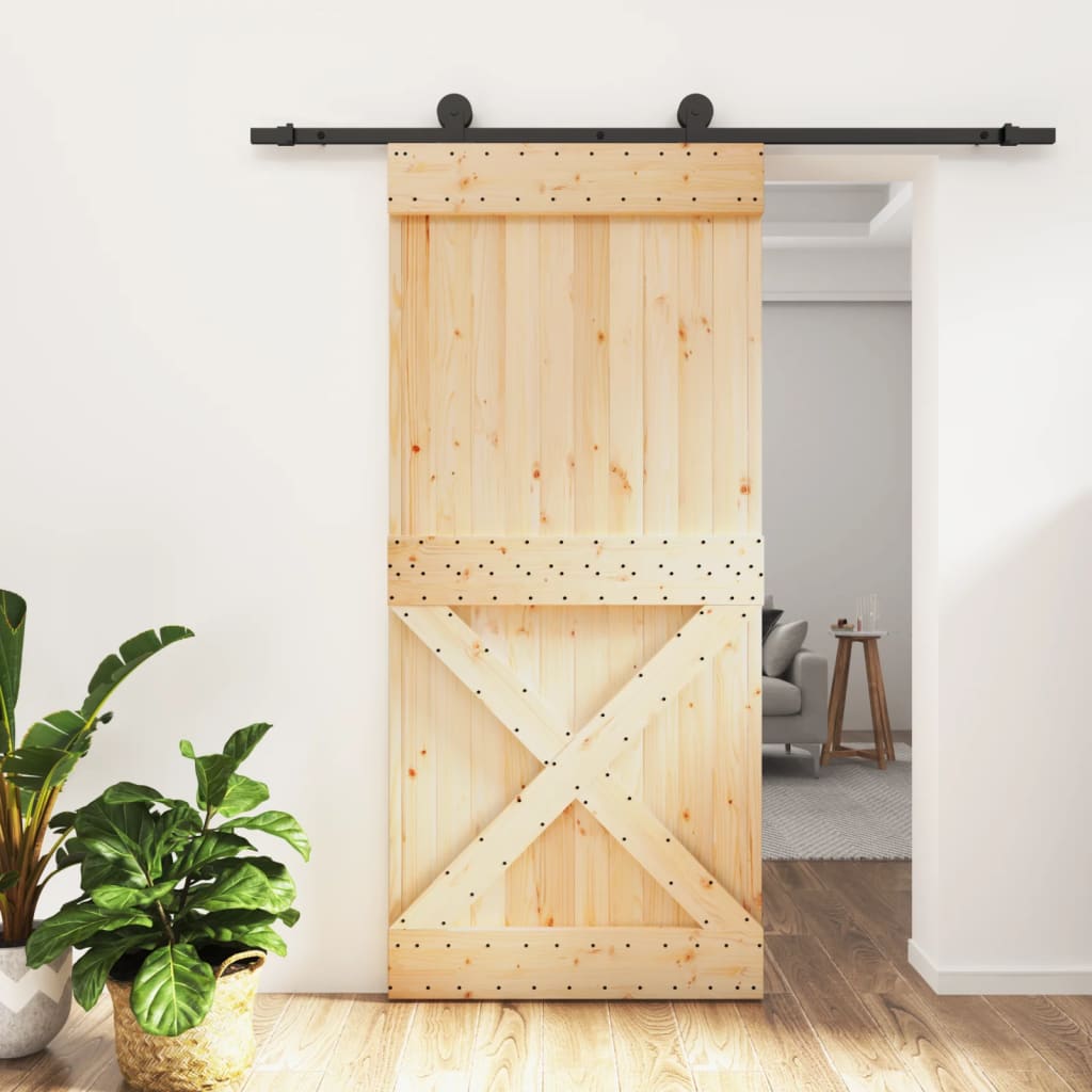 Vidaxl sliding door with batter 95x210 cm solid pine