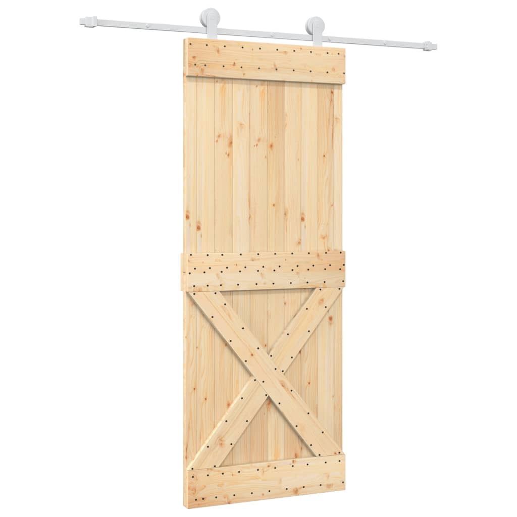 Puerta corredera de Vidaxl con masa 80x210 cm de pino sólido