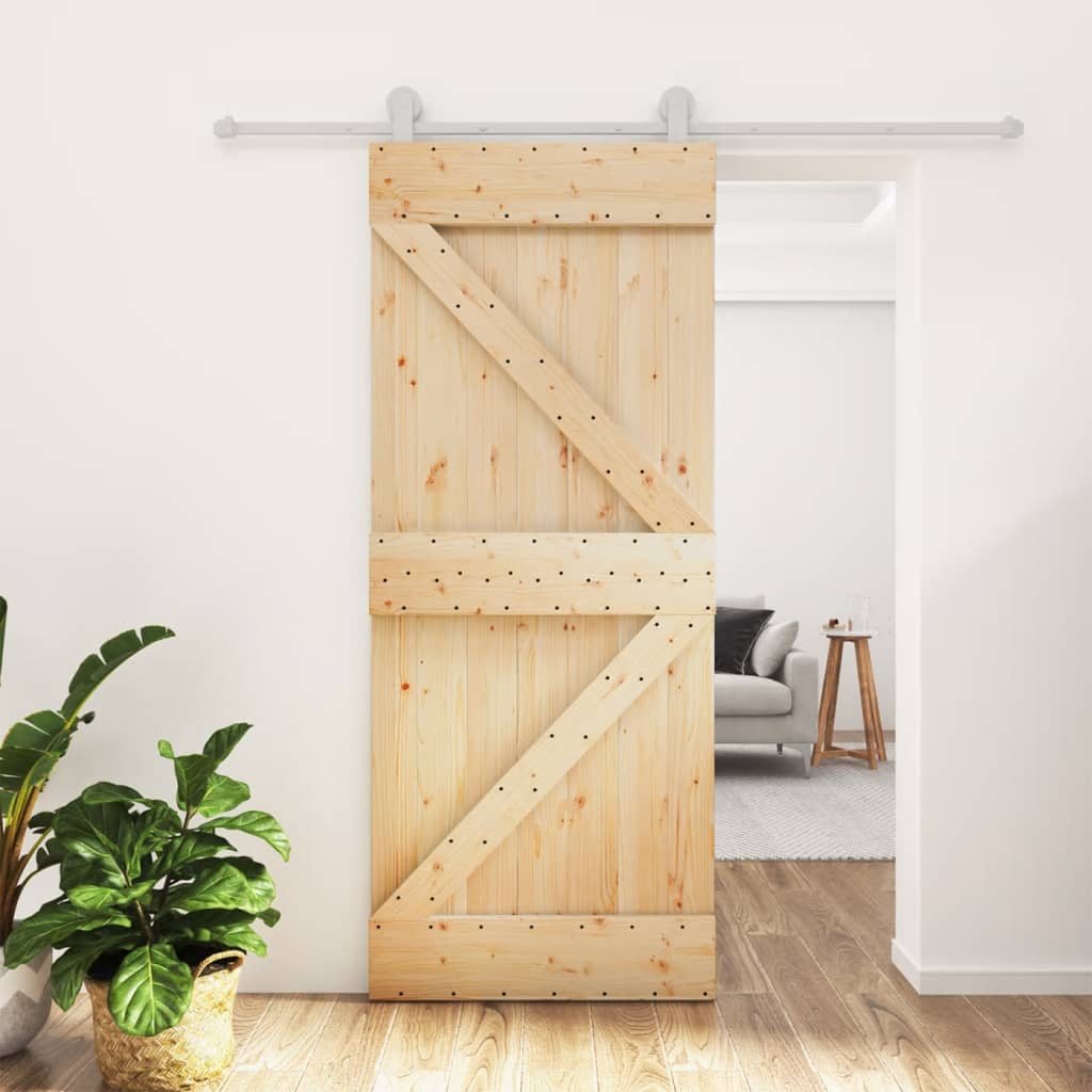 Porta scorrevole Vidaxl con pino solido da 85x210 cm