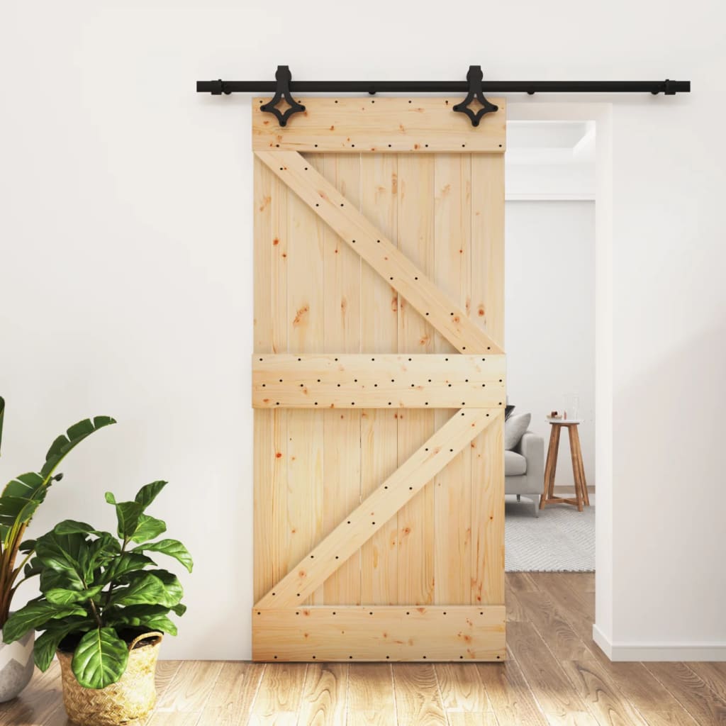 Vidaxl sliding door with batter 95x210 cm solid pine