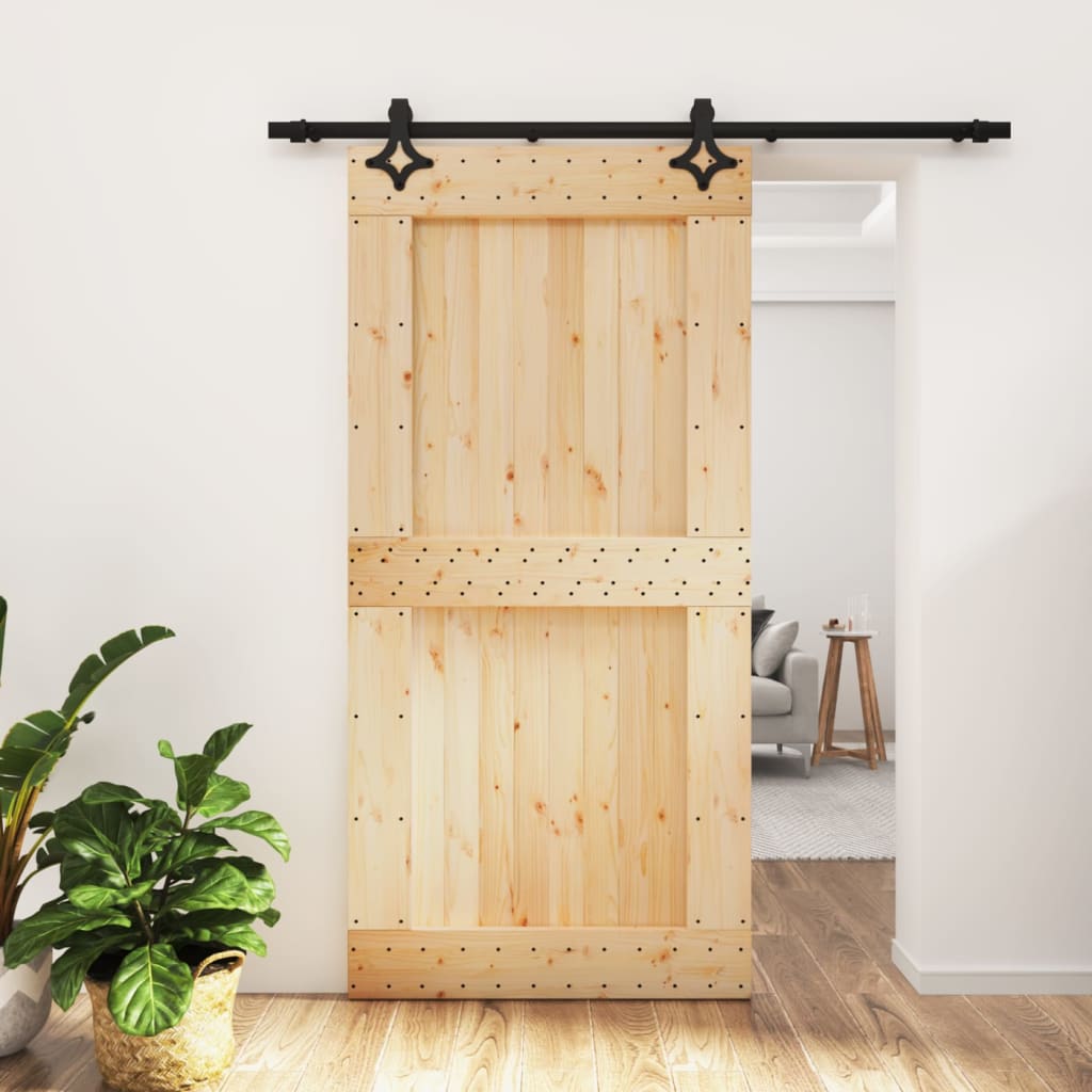 Puerta corredera de Vidaxl con masa 100x210 cm de pino sólido