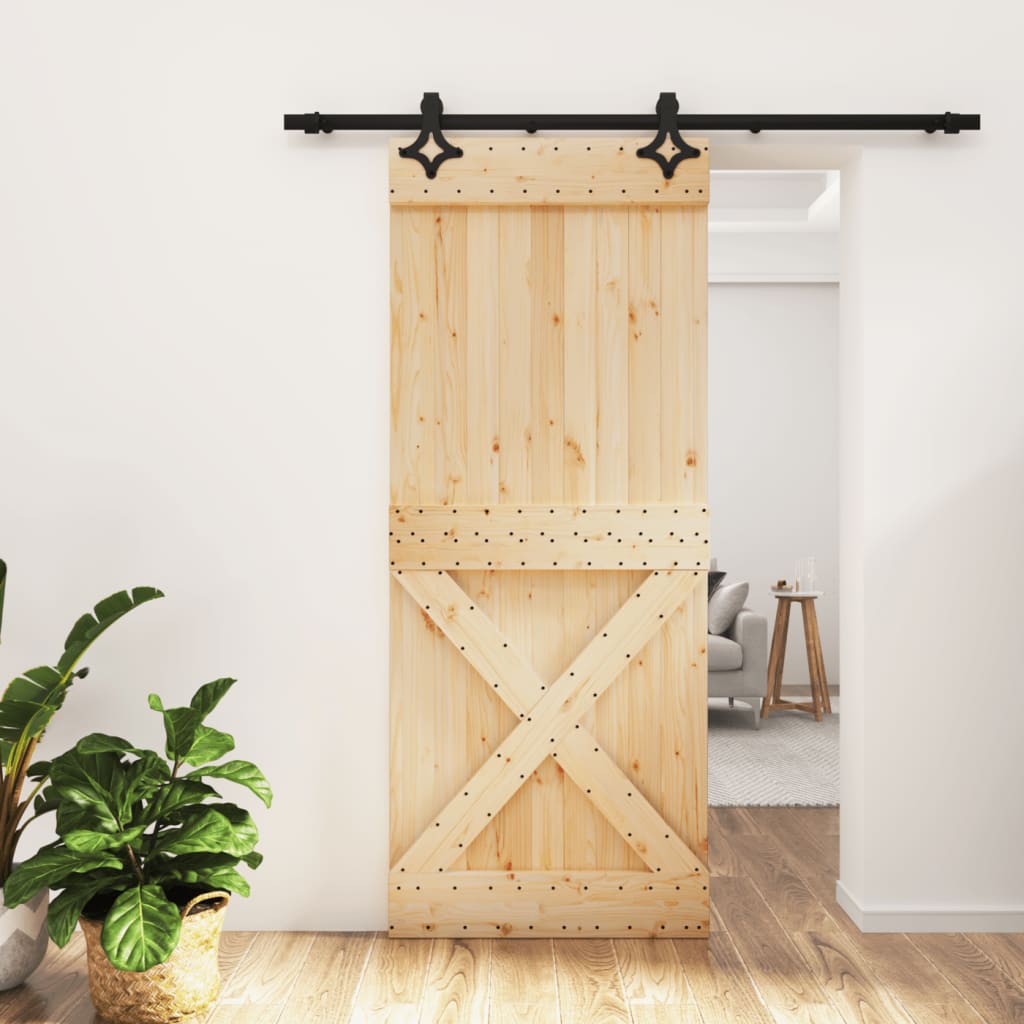 Puerta corredera de Vidaxl con masa de 85x210 cm de pino sólido