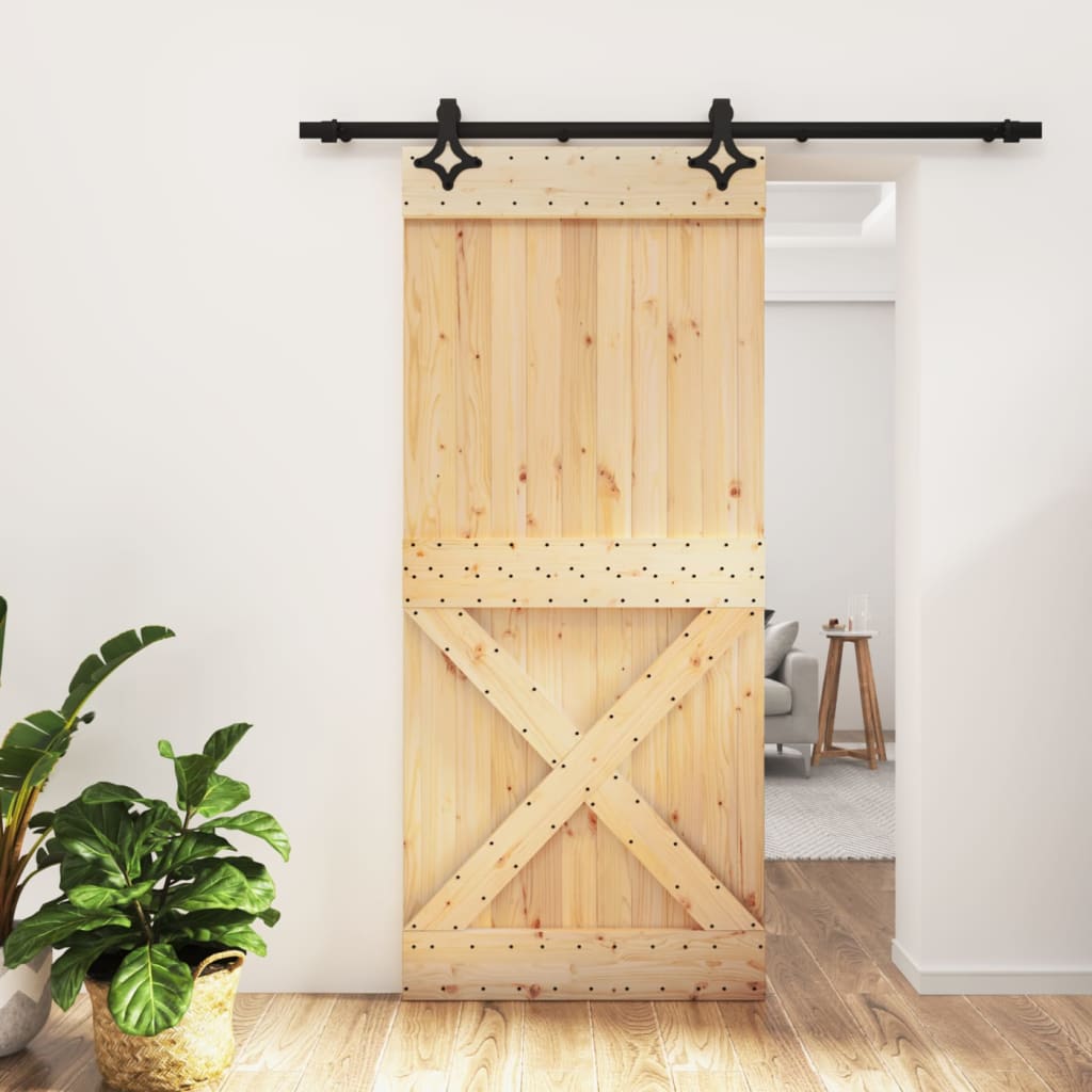 Puerta corredera de Vidaxl con masa de 90x210 cm de pino sólido