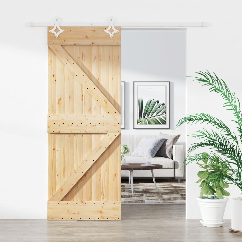 Puerta corredera de Vidaxl con masa 80x210 cm de pino sólido