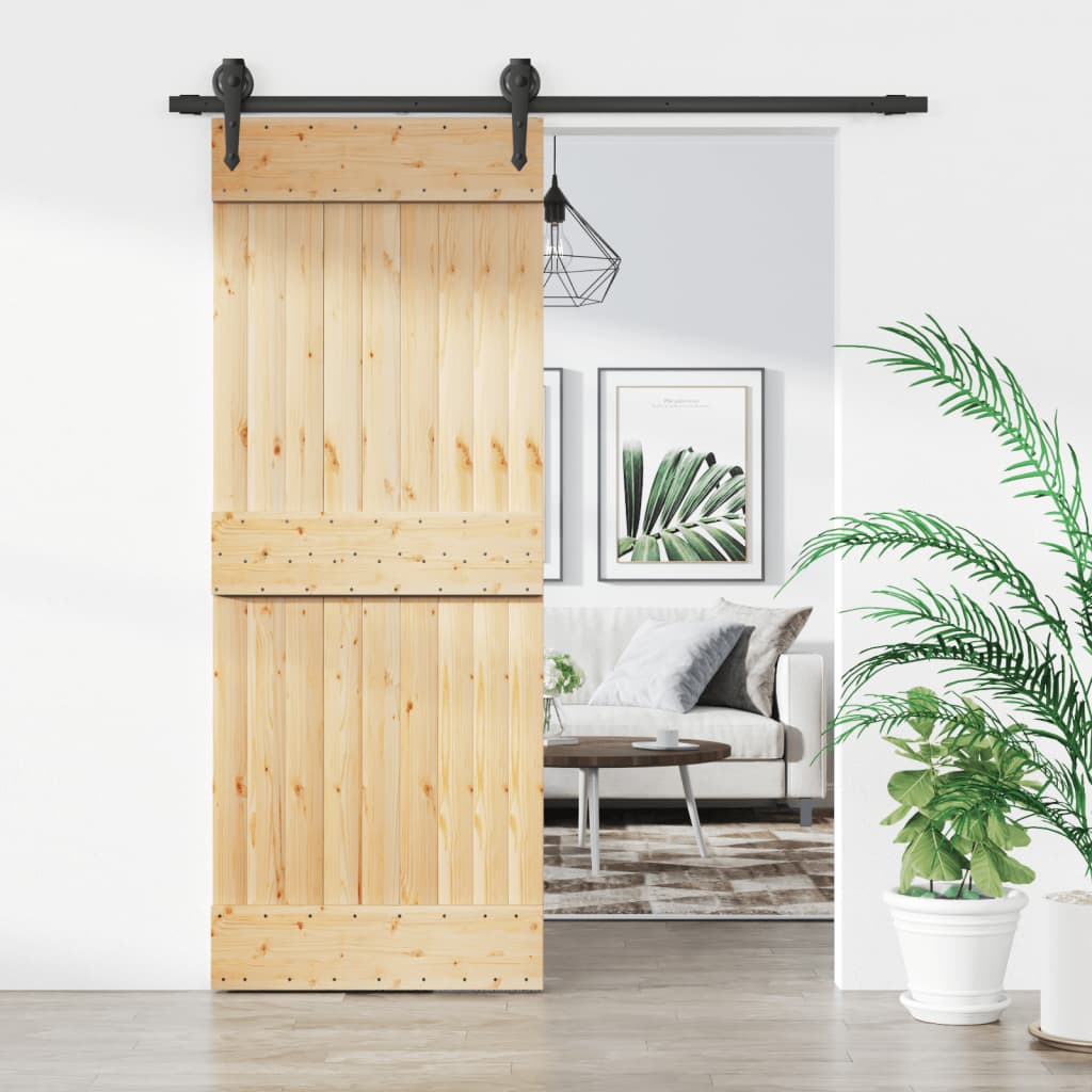 Puerta corredera de Vidaxl con masa 80x210 cm de pino sólido