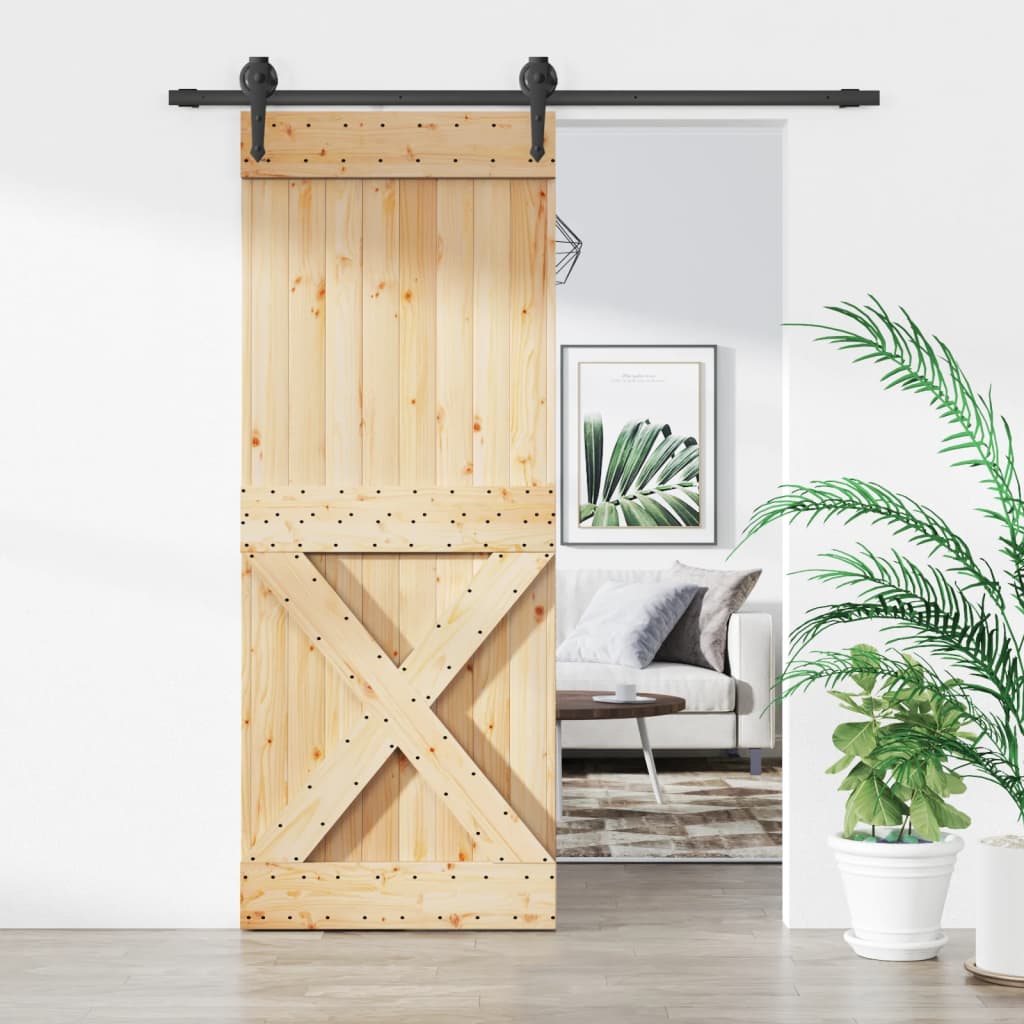 Puerta corredera de Vidaxl con masa 80x210 cm de pino sólido