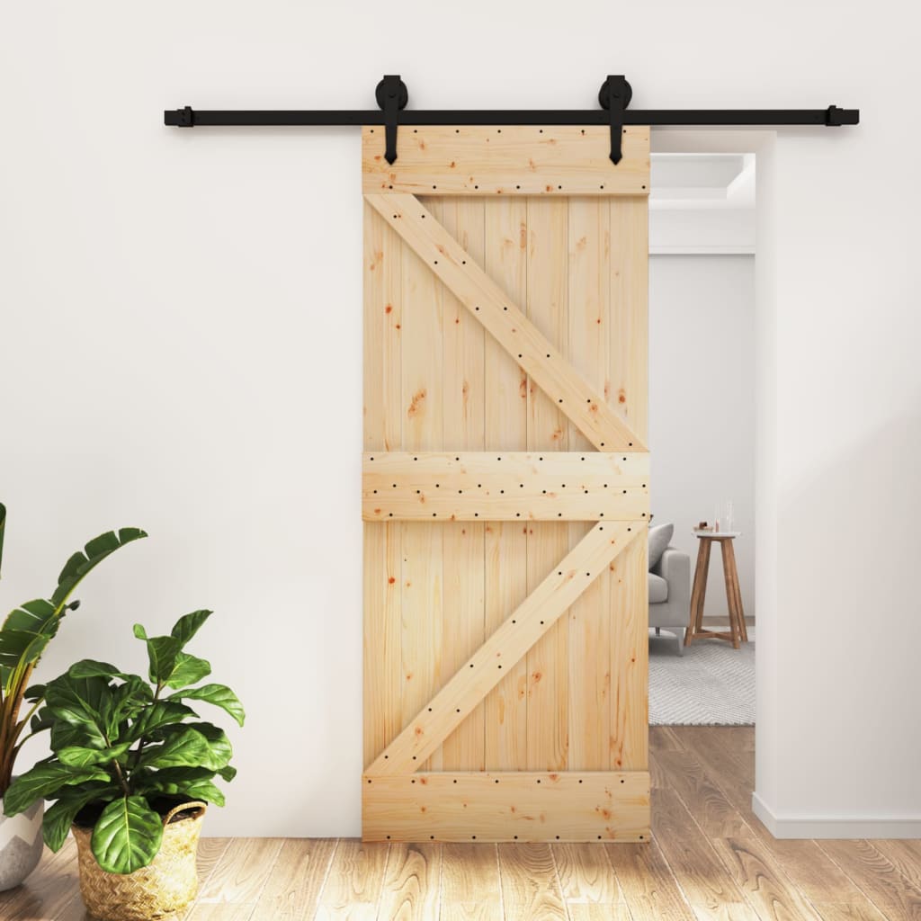 Puerta corredera de Vidaxl con masa de 85x210 cm de pino sólido