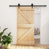 Vidaxl sliding door with batter 95x210 cm solid pine