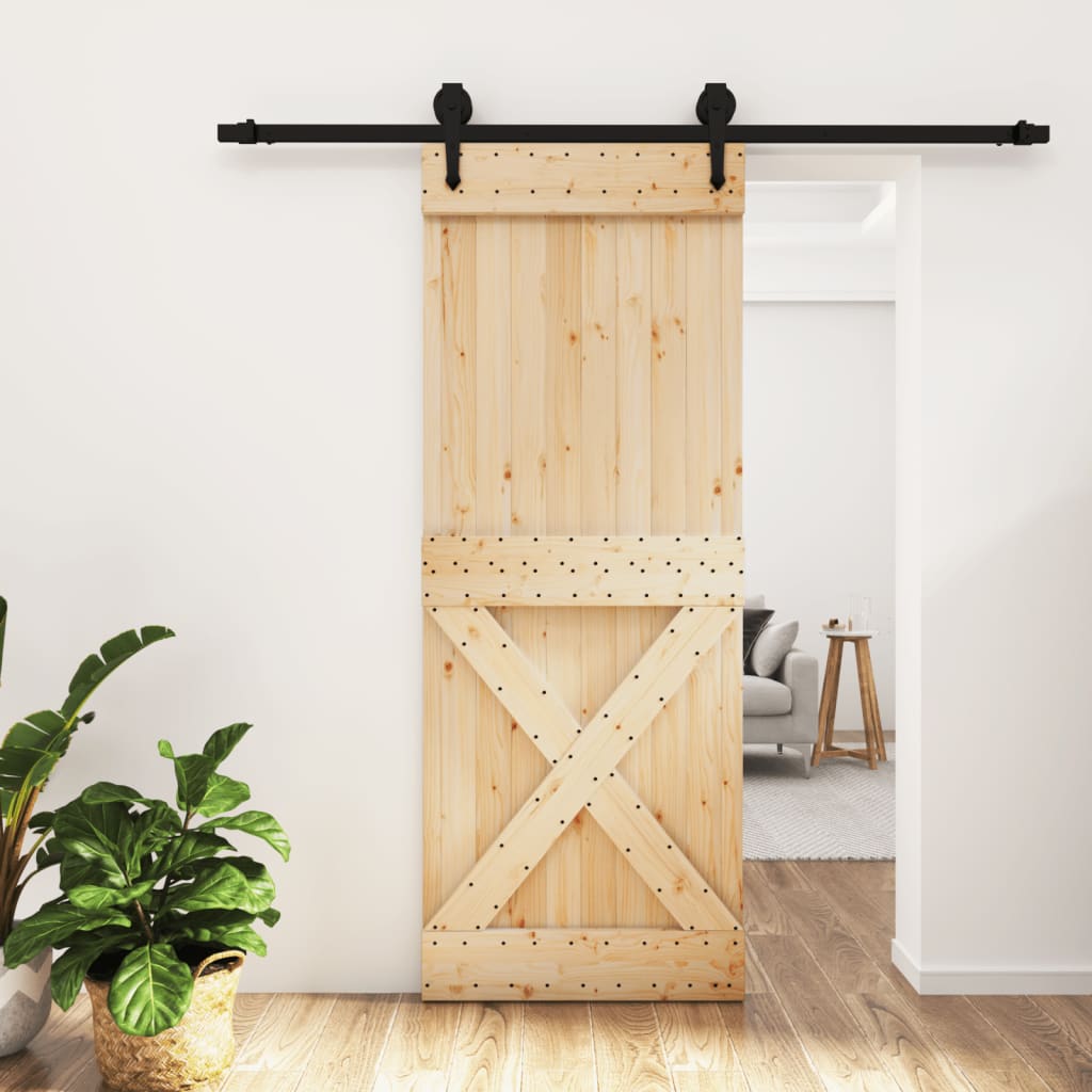 Puerta corredera de Vidaxl con masa 80x210 cm de pino sólido