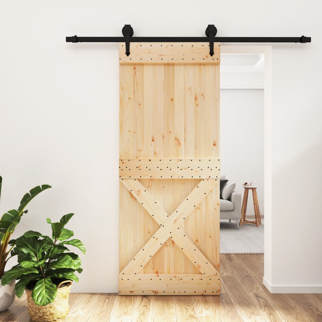 Puerta corredera de Vidaxl con masa de 85x210 cm de pino sólido