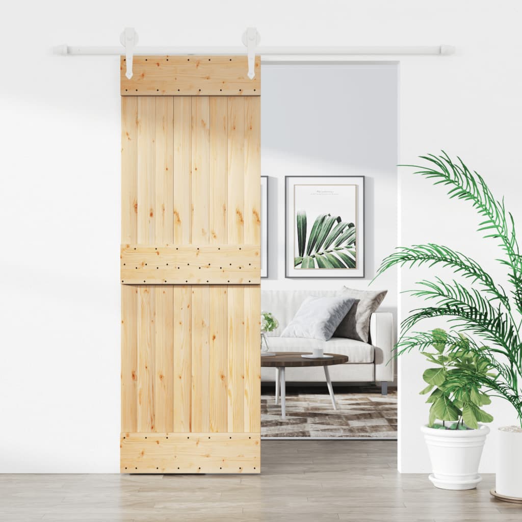 Vidaxl sliding door with batter 70x210 cm solid pine