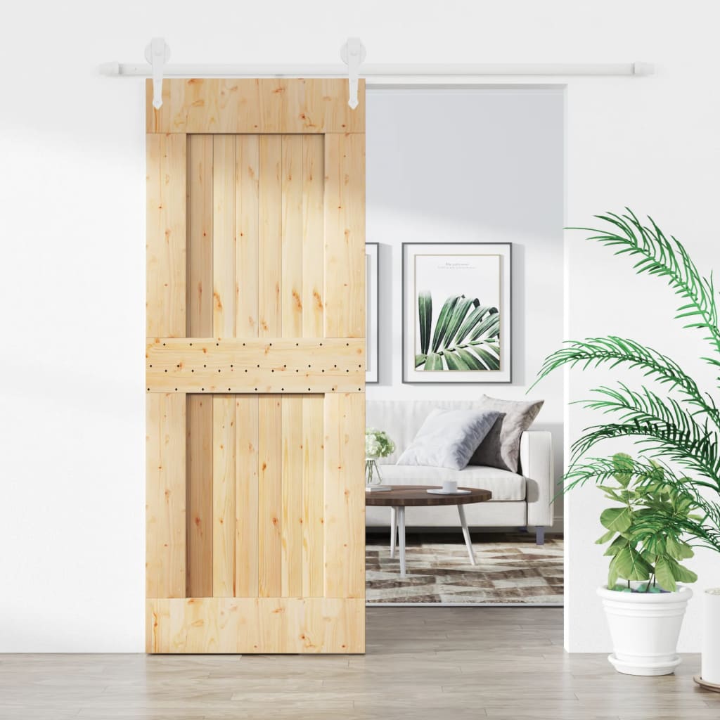 Puerta corredera de Vidaxl con masa 80x210 cm de pino sólido