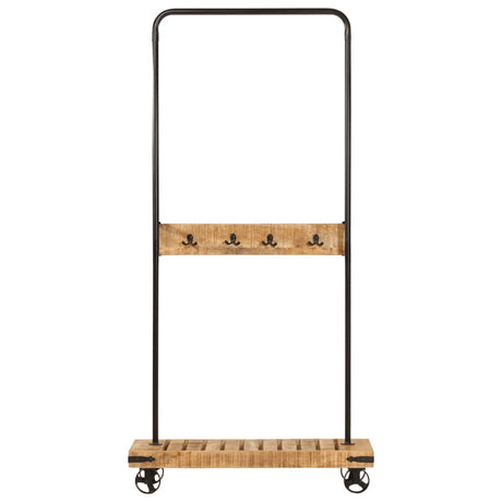 Vidaxx Kleiderständer mit Rollen 90x35x190 cm aus massivem Mangoholz und Eisen