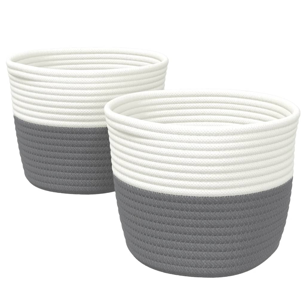 Vidaxx Aufbewahrungskörbe 2 Stück ø 24x18 cm Baumwolle grau und weiß