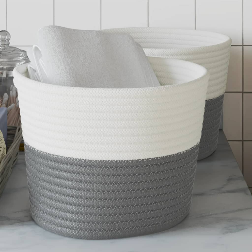 Vidaxx Aufbewahrungskörbe 2 Stück ø 24x18 cm Baumwolle grau und weiß