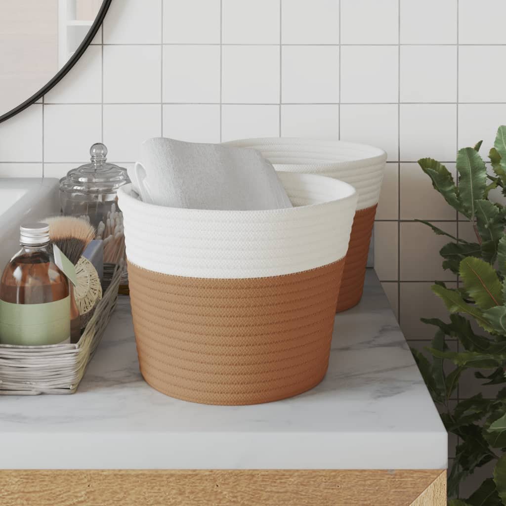 Vidaxx Aufbewahrungskörbe 2 Stück ø 24x18 cm Baumwolle braun und weiß