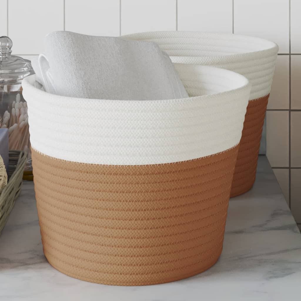 Vidaxx Aufbewahrungskörbe 2 Stück ø 24x18 cm Baumwolle braun und weiß