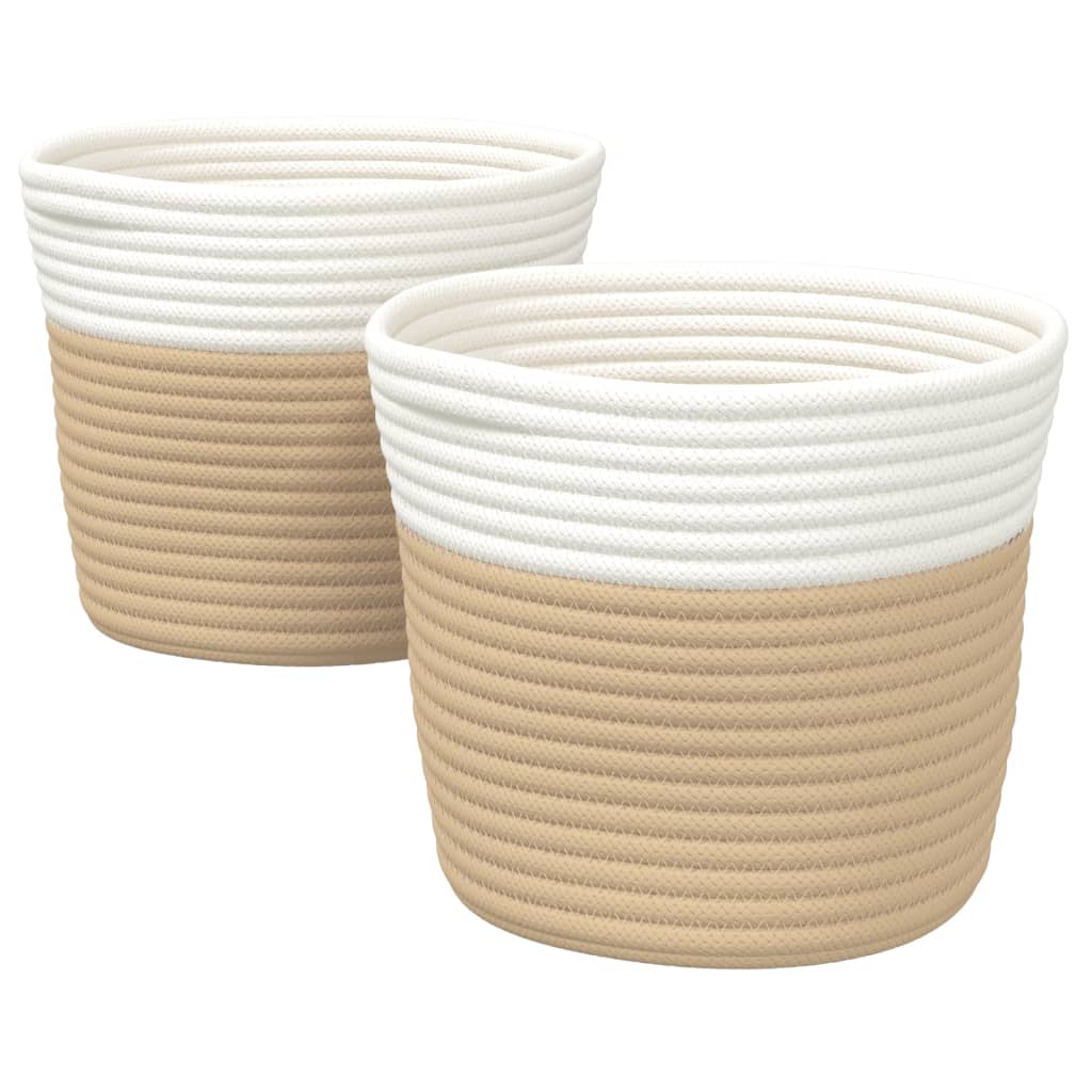 Vidaxx Aufbewahrungskörbe 2 Stück ø 24x18 cm Baumwolle Beige und Weiß