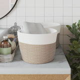 Vidaxx Aufbewahrungskörbe 2 Stück ø 24x18 cm Baumwolle braun und weiß