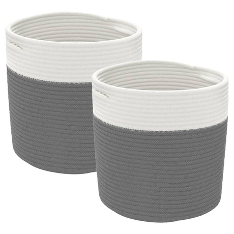 Vidaxx Aufbewahrungskörbe 2 Stück ø 28x28 cm Baumwolle grau und weiß