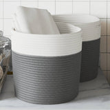 Vidaxx Aufbewahrungskörbe 2 Stück ø 28x28 cm Baumwolle grau und weiß