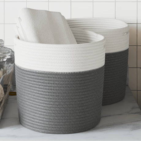 Vidaxx Aufbewahrungskörbe 2 Stück ø 28x28 cm Baumwolle grau und weiß