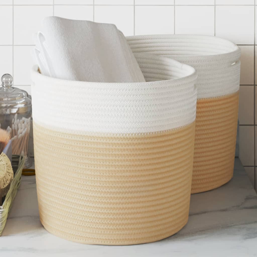 Vidaxl Storage baskets 2 sts Ø 28x28 cm cotton beige and white