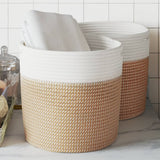 Vidaxx Aufbewahrungskörbe 2 Stück ø 28x28 cm Baumwolle braun und weiß