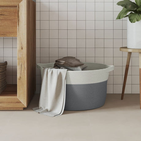 Vidaxx Aufbewahrungskorb ø 40x25 cm Baumwolle grau und weiß