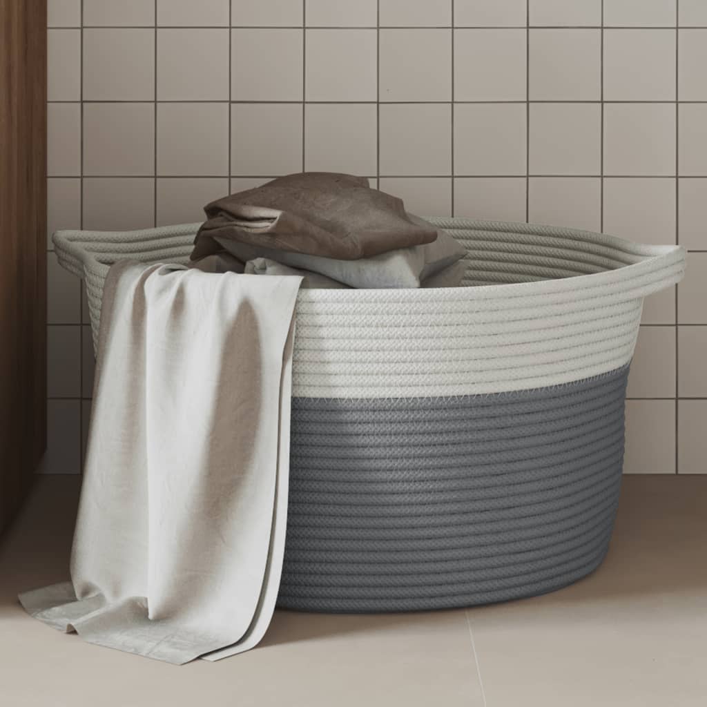 Vidaxx Aufbewahrungskorb ø 40x25 cm Baumwolle grau und weiß
