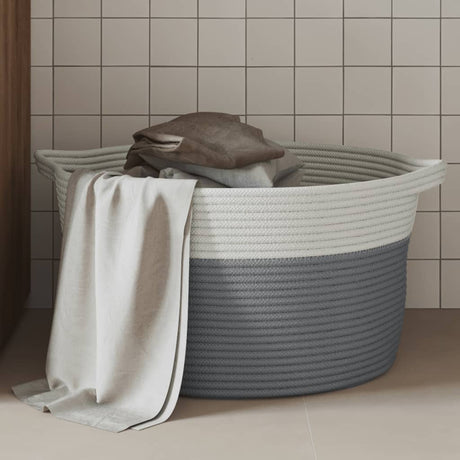 Vidaxx Aufbewahrungskorb ø 40x25 cm Baumwolle grau und weiß