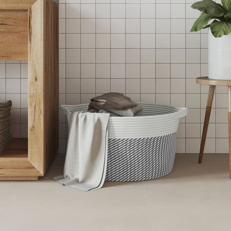 Vidaxx Aufbewahrungskorb ø 40x25 cm Baumwolle grau und weiß