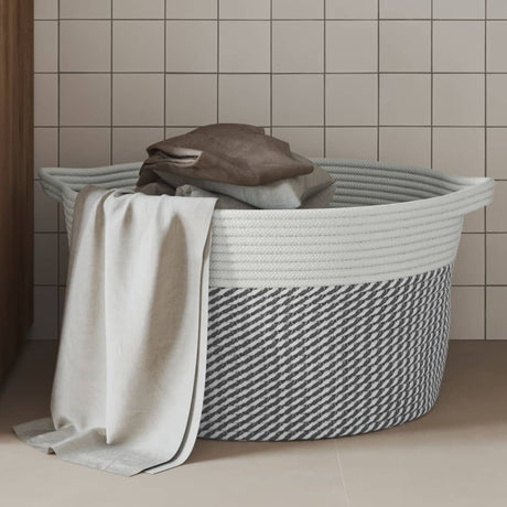 Vidaxx Aufbewahrungskorb ø 40x25 cm Baumwolle grau und weiß