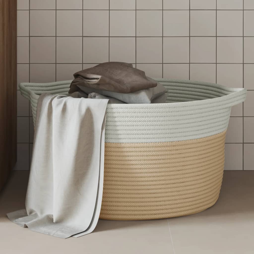 Vidaxl Cesto di stoccaggio Ø 40x25 cm di cotone beige e bianco