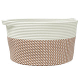 Cesta de almacenamiento de Vidaxl Ø 40x25 cm de algodón marrón y blanco