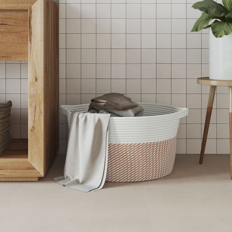 Vidaxx Aufbewahrungskorb ø 40x25 cm Baumwolle braun und weiß