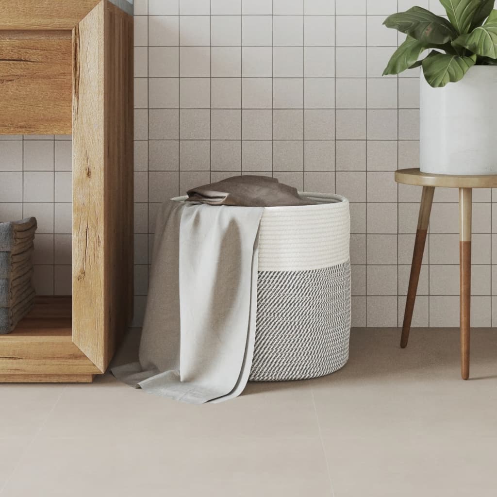Vidaxx Aufbewahrungskorb ø 40x35 cm Baumwolle grau und weiß