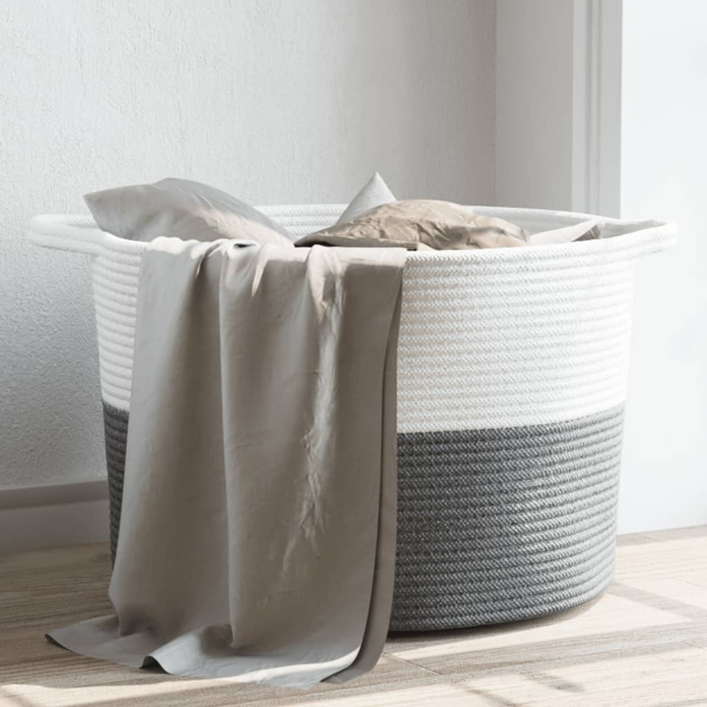 Vidaxl Lavandry Basket Ø 55x36 cm di cotone grigio e bianco