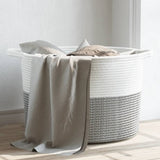 Vidaxl Laundry Basket Ø 55x36 cm Cotton Grey and White