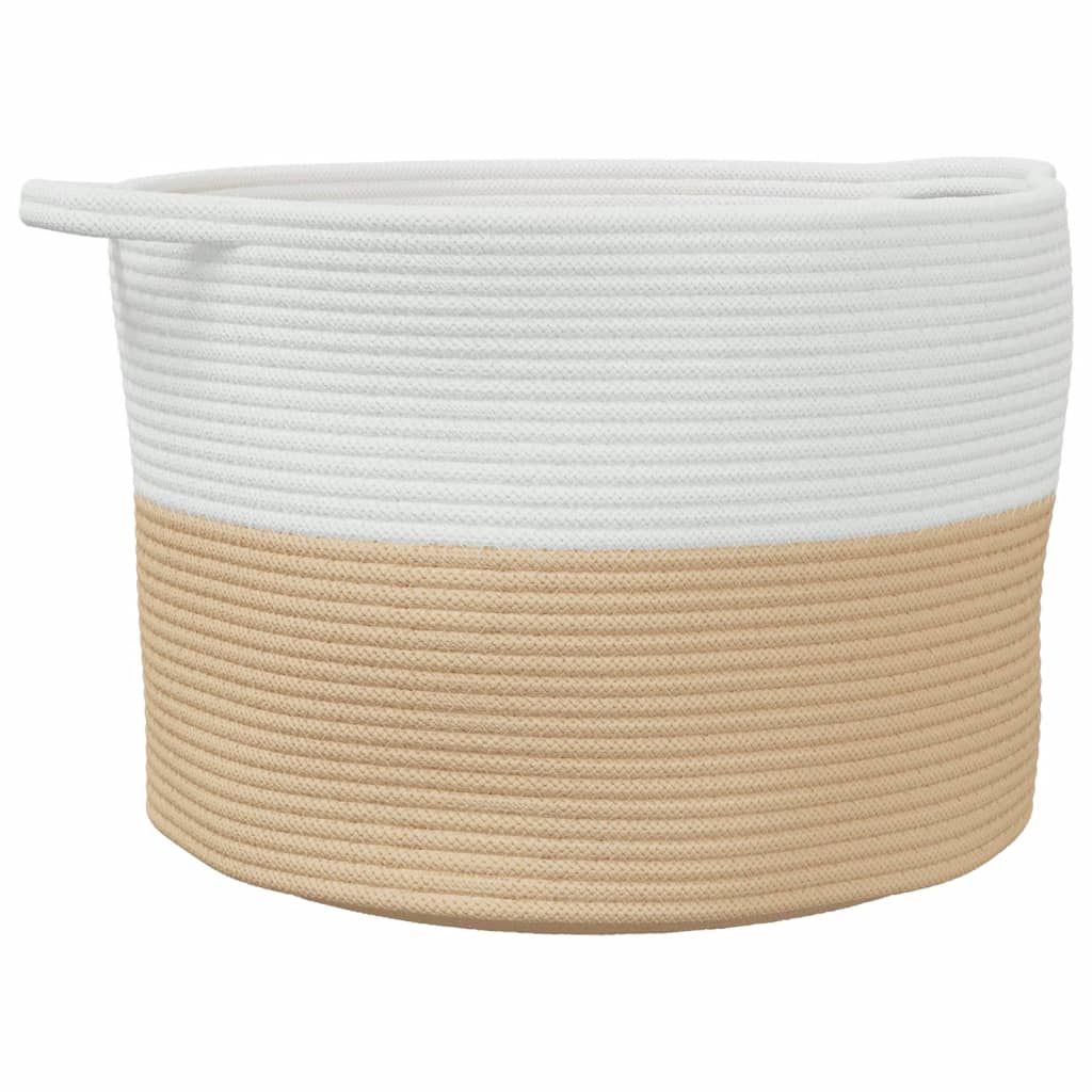 Vidaxl laundry basket Ø 55x36 cm cotton beige and white