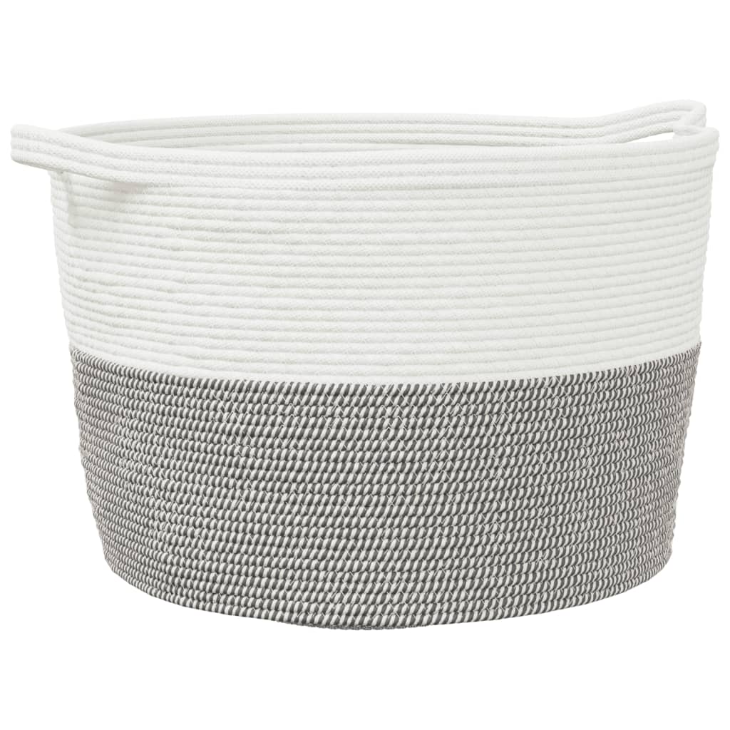 Vidaxl Lavaundry Basket Ø 60x36 cm di cotone grigio e bianco