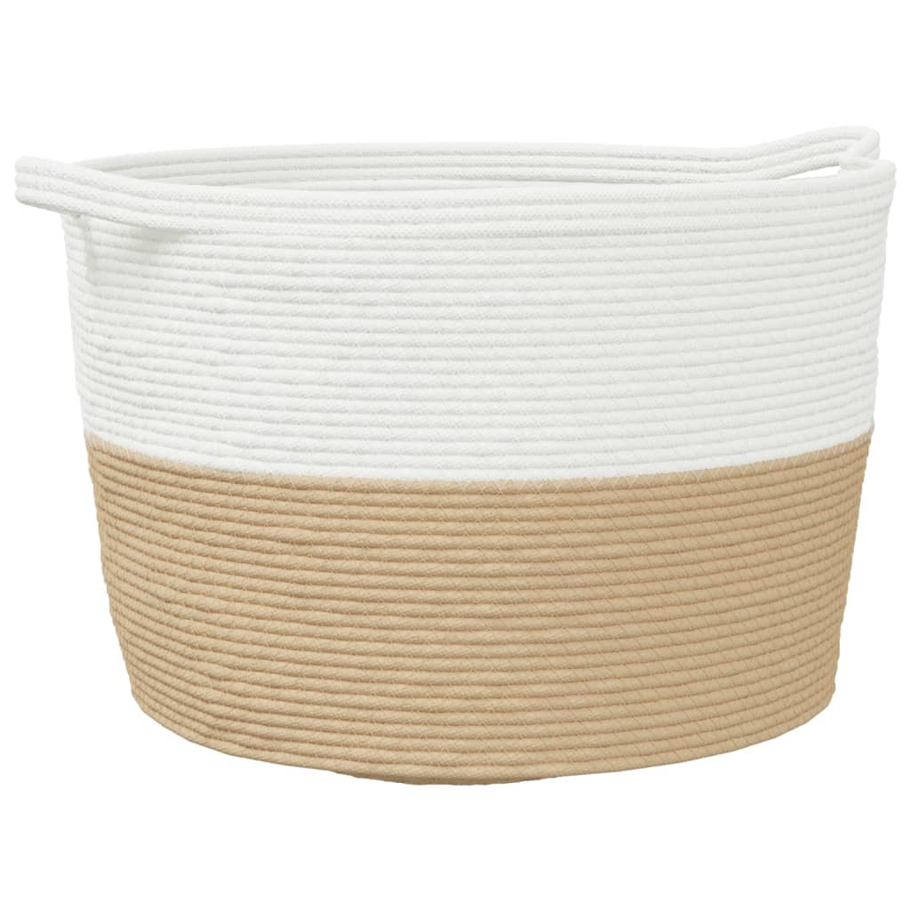 Vidaxl Laundry Basket Ø 60x36 cm bavlněná béžová a bílá