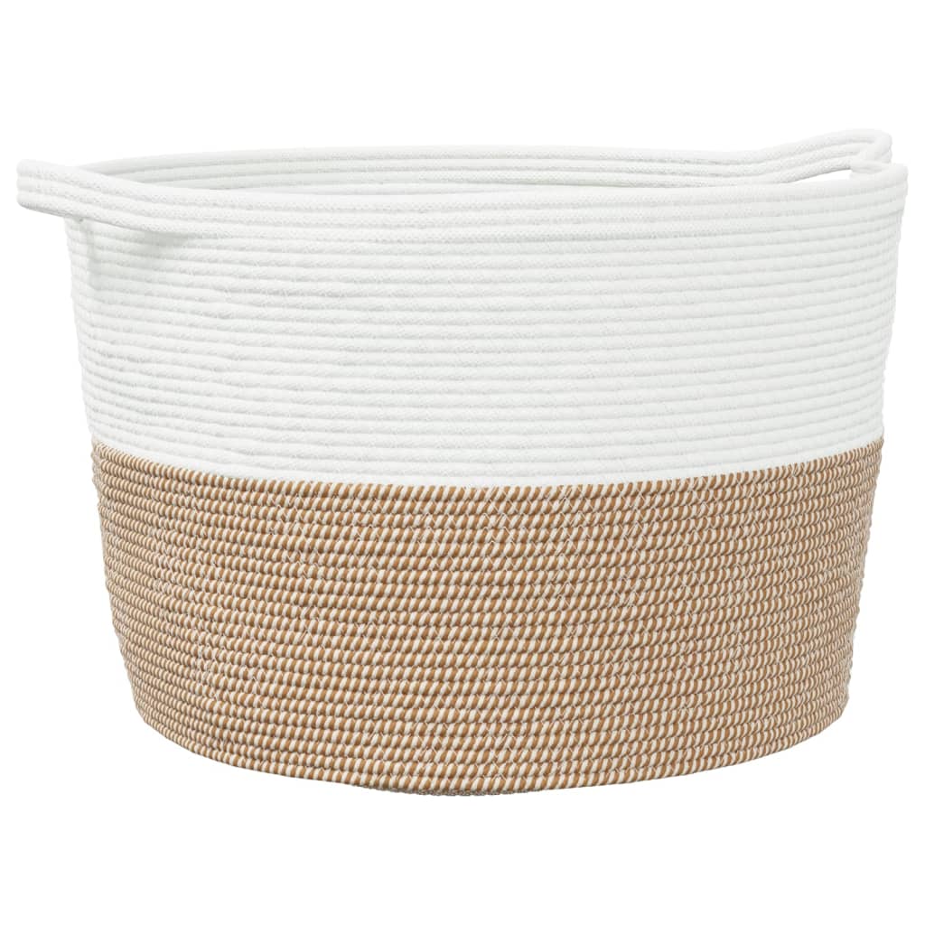 Panier à laverie Vidaxl Ø 60x36 cm Coton brun et blanc